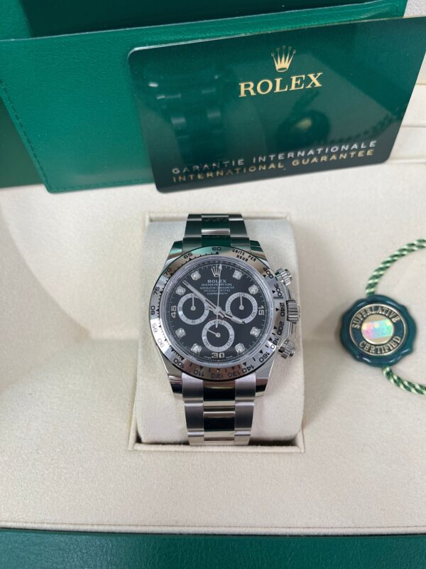 Rolex Daytona White Gold Black Diamond Dial Oyster Bracelet 40mm (Reference 116509) - Image 8