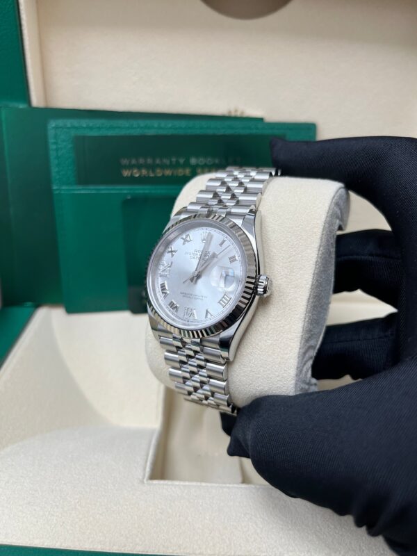 Rolex Datejust 36 Steel Datejust 36mm Fluted Bezel Silver Diamond Roman VI and IX Dial Jubilee 126234 - Image 10