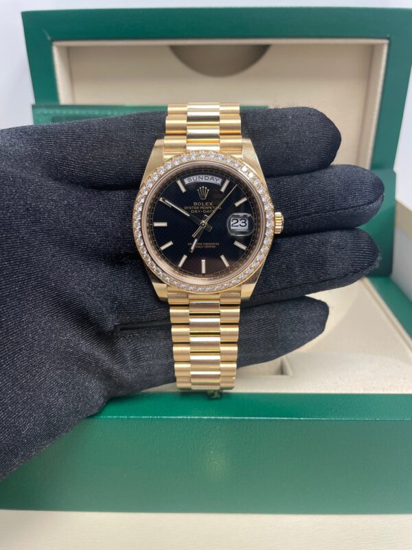 Rolex Day-Date 40 Yellow Gold - Black Diamond Dial - Diamond Bezel - President Bracelet (Ref# 228348RBR) - Image 5