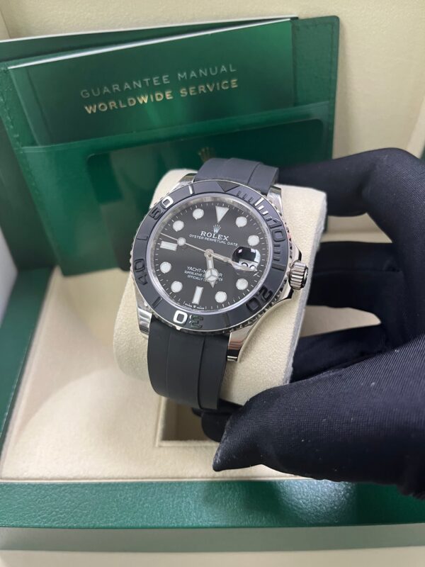 Rolex White Gold Yacht-Master 42 Watch - Black Dial - Oysterflex Strap (Ref # 226659) - Image 11