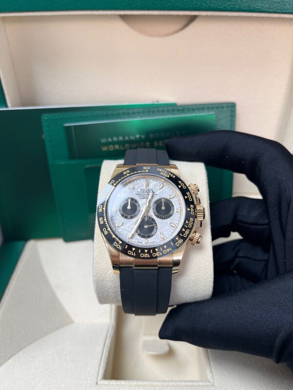 Rolex Daytona 40 Watch - Meteorite and Black Index Dial - Black Oysterflex Strap (Ref # 116518LN) - Image 7