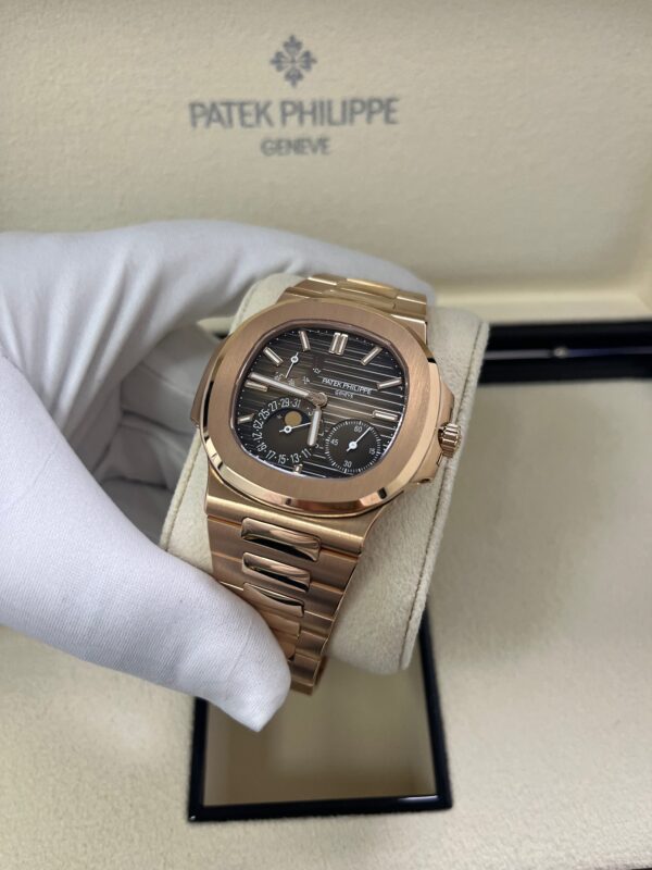 Patek Philippe Nautilus Moon Phase Rose Gold 40mm Brown Black Dial 5712/1R-001 - Image 11