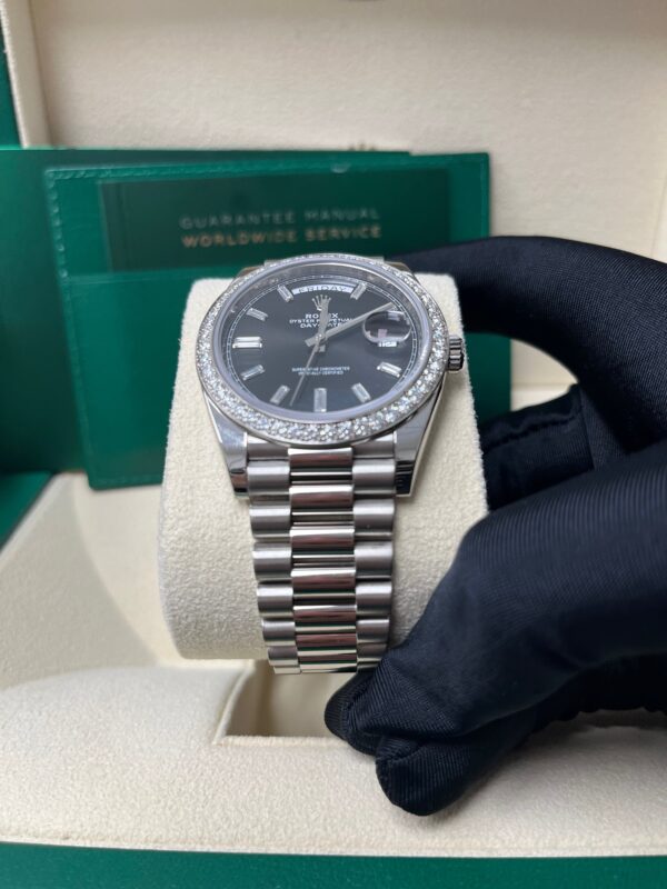 Rolex Day-Date 40 White Gold Day-Date 40 Watch - White Gold Bezel - Black Baguette Diamond Dial 228349RBR - Image 3