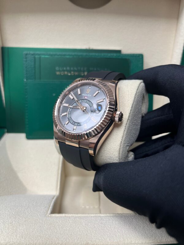 Rolex Sky-Dweller Rose Gold 42mm - Dark Rhodium Dial - Oysterflex (Ref# 326235) - Image 10