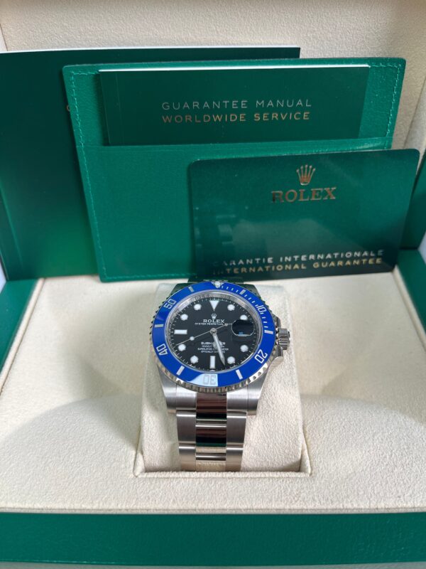 Rolex White Gold Submariner Date Watch - The Blueberry - Blue Bezel - Black Dial (Ref # 126619LB) - Image 2