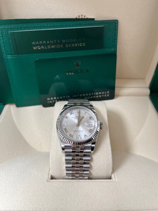 Rolex Datejust 36 Steel Datejust 36mm Fluted Bezel Silver Diamond Roman VI and IX Dial Jubilee 126234 - Image 5