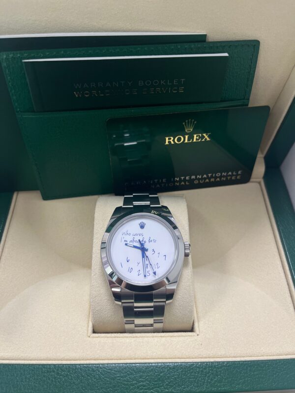 Rolex Steel Milgauss Watch Green Crystal - 116400GV Custom Mad in time Dial - Image 6