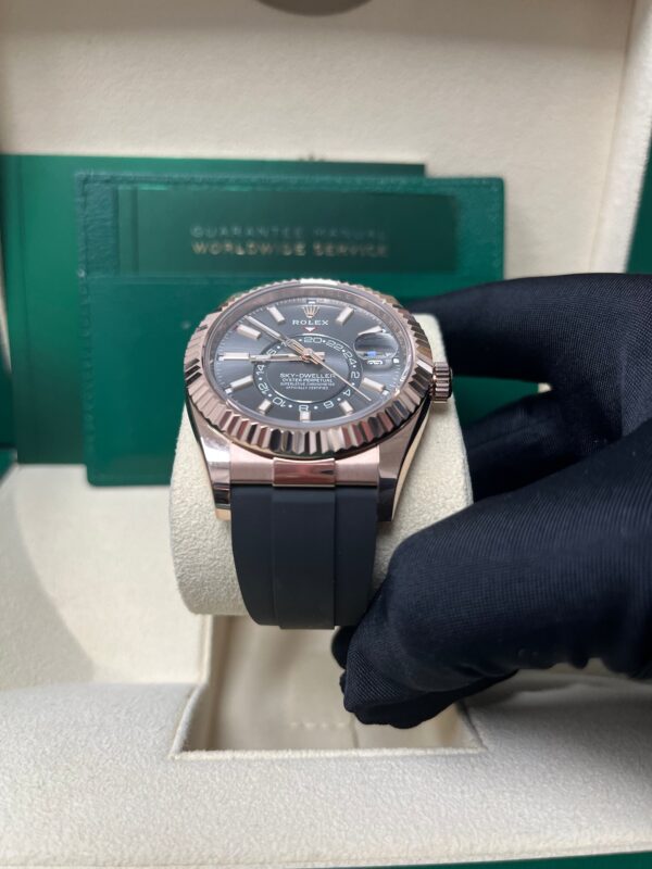 Rolex Sky-Dweller Rose Gold 42mm - Dark Rhodium Dial - Oysterflex (Ref# 326235) - Image 11