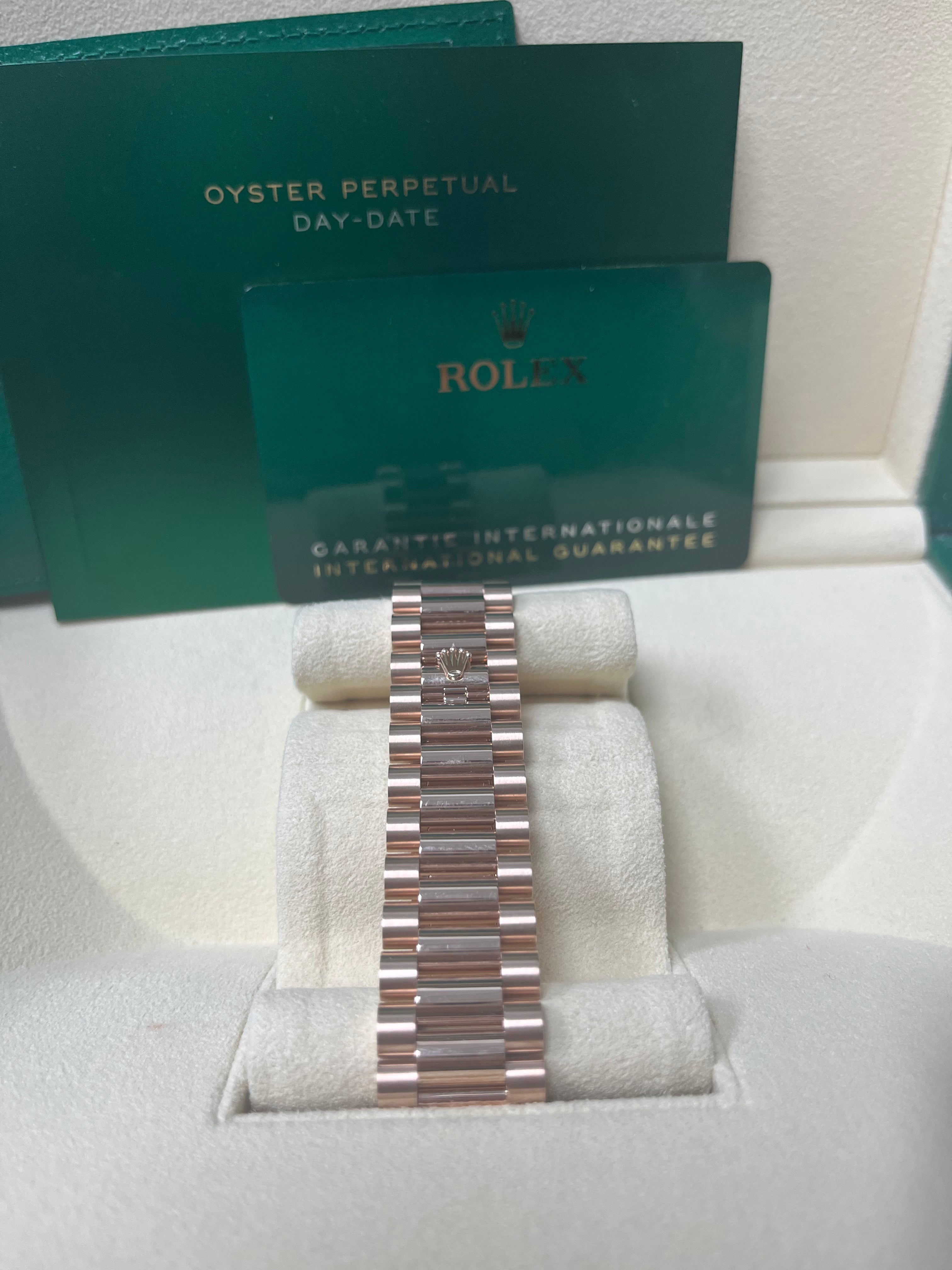 Rolex Day-Date 40 Rose Gold Sundust Roman Dial Fluted Bezel (Ref # 228235) - Image 3