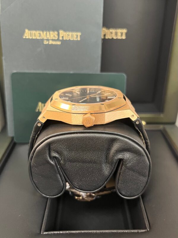 Audemars Piguet Royal Oak Selfwinding/ Rose Gold/ Black Dial/ Black Leather Strap (Ref#15500OR.OO.D002CR.01) - Image 8