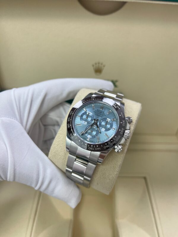 Rolex Daytona Platinum 40mm Ice Blue Diamond Baguette Dial (Ref # 116506) - Image 9
