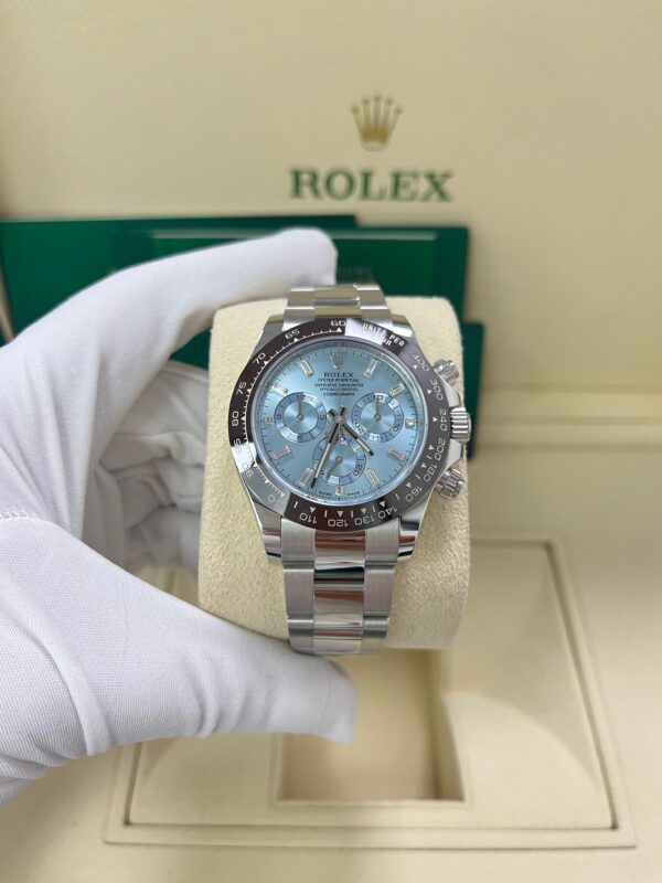 Rolex Daytona Platinum 40mm Ice Blue Diamond Baguette Dial (Ref # 116506) - Image 6
