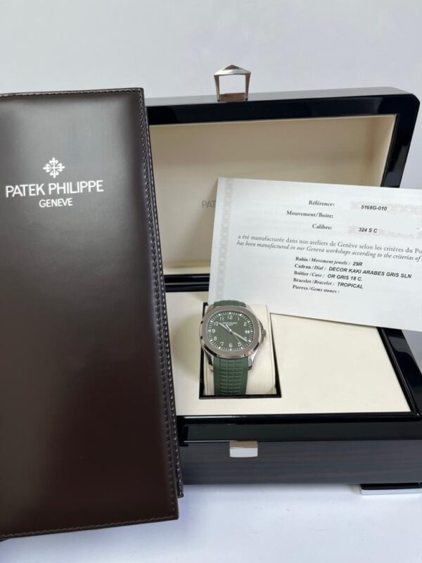 Patek Philippe Aquanaut - White Gold - Khaki Green Embossed Dial (Ref# 5168G-010) - Image 5