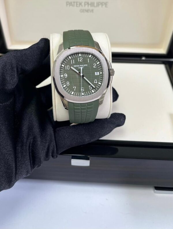 Patek Philippe Aquanaut - White Gold - Khaki Green Embossed Dial (Ref# 5168G-010) - Image 6