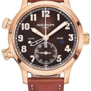 Patek Philippe Calatrava Pilot Travel Time Rose Gold/ Brown Sunburst Dial (Ref#5524R-001)