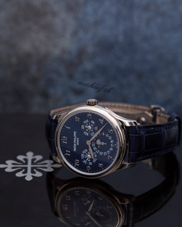 Patek Philippe Grand Complications Perpetual Calendar Moon Phase White Gold/ Royal Blue Dial & Strap (Ref#5327G-001) - Image 3