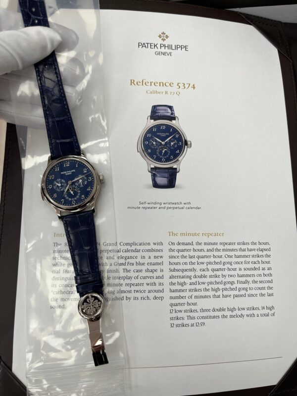 Patek Philippe Minute Repeater Perpetual Calendar Grande Complication White Gold Blue Dial 5374G-001 - Image 10