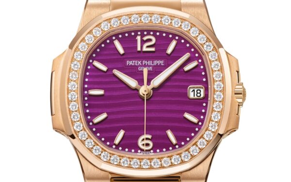 Patek Philippe Nautilus 32mm Diamond Bezel Rose Gold Purple Wave Dial 7010/1R-013 - Image 8