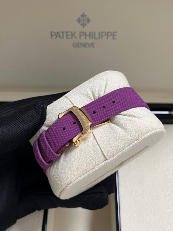 Patek Philippe Nautilus 32mm Diamond Bezel Rose Gold Purple Wave Dial 7010R-013 - Image 5
