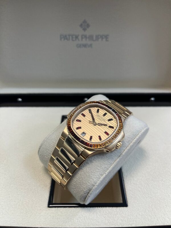 Patek Philippe Nautilus Automatic Rose Gold Baguette Cognac Bezel 7118/1300R-001 - Image 3