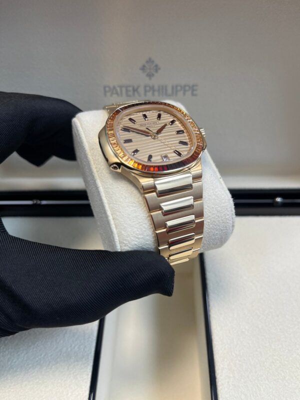 Patek Philippe Nautilus Automatic Rose Gold Baguette Cognac Bezel 7118/1300R-001 - Image 6