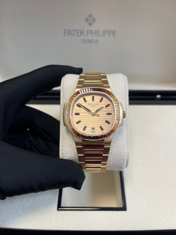 Patek Philippe Nautilus Automatic Rose Gold Baguette Cognac Bezel 7118/1300R-001 - Image 10