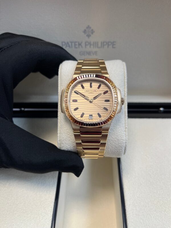 Patek Philippe Nautilus Automatic Rose Gold Baguette Cognac Bezel 7118/1300R-001 - Image 5