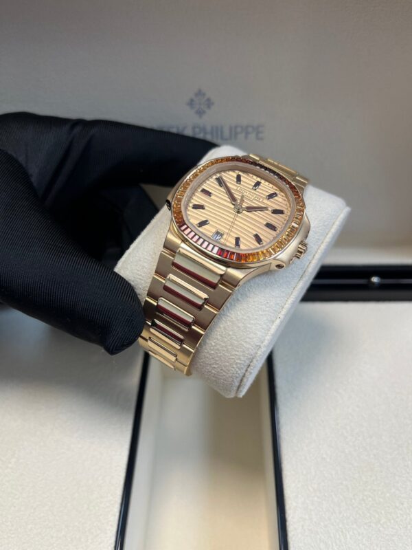 Patek Philippe Nautilus Automatic Rose Gold Baguette Cognac Bezel 7118/1300R-001 - Image 7