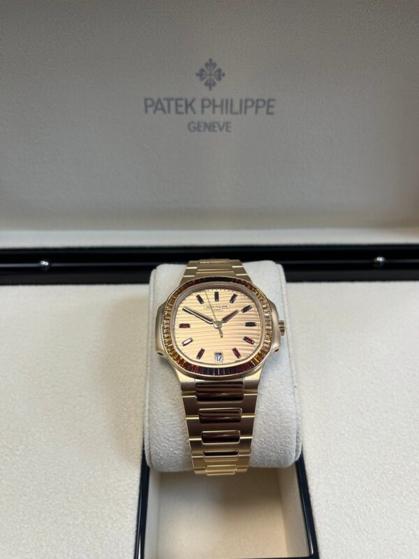 Patek Philippe Nautilus Automatic Rose Gold Baguette Cognac Bezel 7118/1300R-001 - Image 2