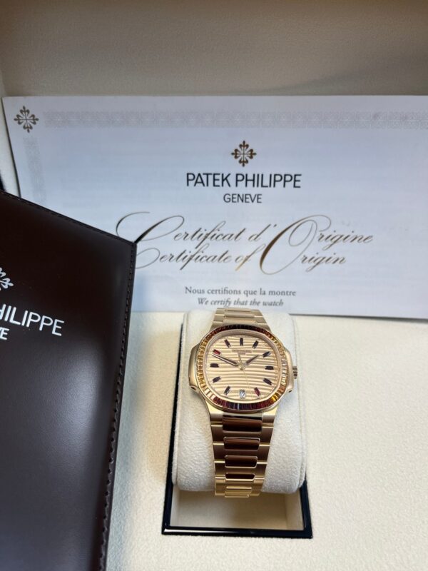 Patek Philippe Nautilus Automatic Rose Gold Baguette Cognac Bezel 7118/1300R-001 - Image 12
