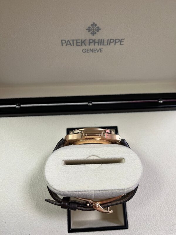 Patek Philippe Nautilus Rose Gold/ Brown Dial/ Leather Strap (Ref#5980R-001) - Image 10