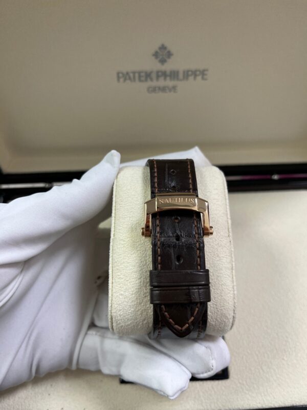 Patek Philippe Nautilus Rose Gold/ Brown Dial/ Leather Strap (Ref#5980R-001) - Image 3