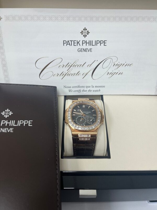Patek Philippe Nautilus Rose Gold Diamond Bezel & Moon Phase Brown Dial 5724R 001 - Image 5