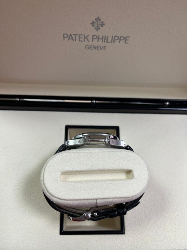 Patek Philippe Nautilus Stainless Steel Moon Phase Black Leather Strap (Ref#5726A-001) - Image 15