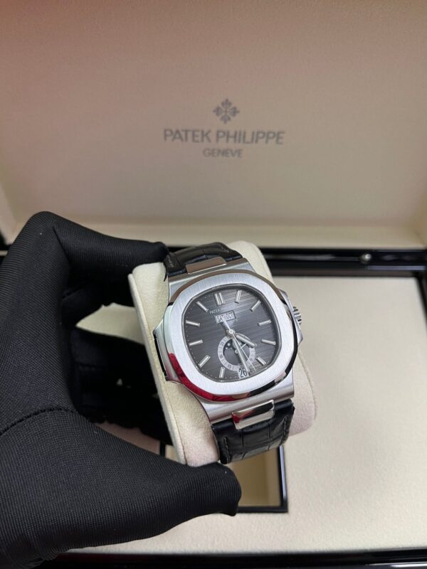 Patek Philippe Nautilus Stainless Steel Moon Phase Black Leather Strap (Ref#5726A-001) - Image 19