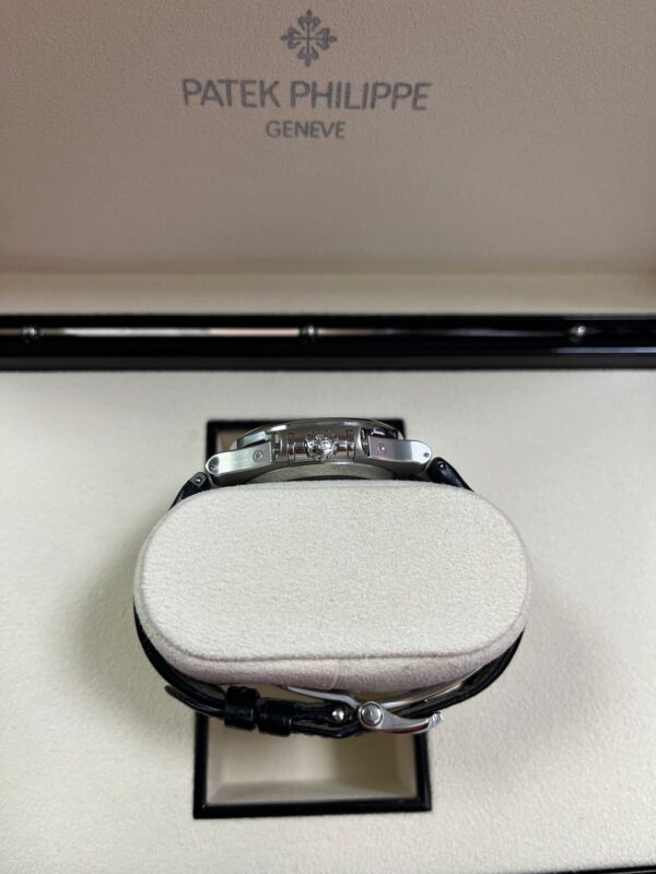 Patek Philippe Nautilus Stainless Steel Moon Phase Black Leather Strap (Ref#5726A-001) - Image 14