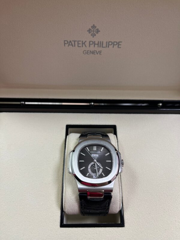 Patek Philippe Nautilus Stainless Steel Moon Phase Black Leather Strap (Ref#5726A-001) - Image 16