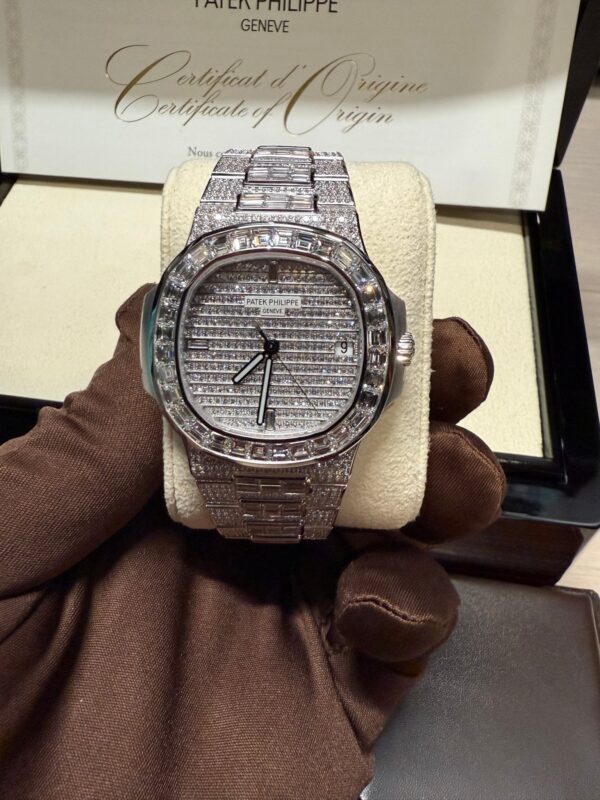 Patek Philippe Nautilus White Gold Full Factory Diamond Set 5719/10G-010 - Image 7