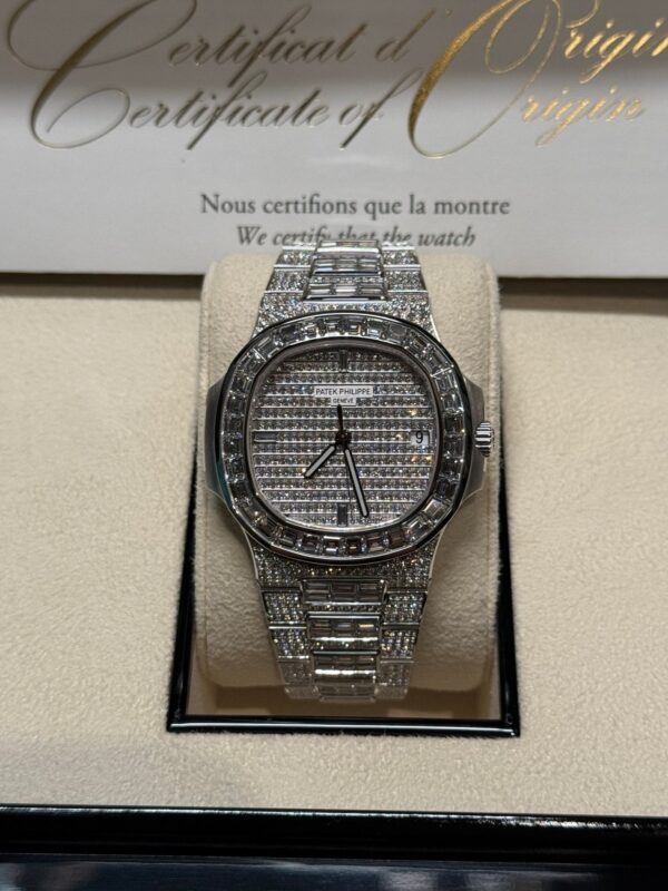 Patek Philippe Nautilus White Gold Full Factory Diamond Set 5719/10G-010 - Image 5