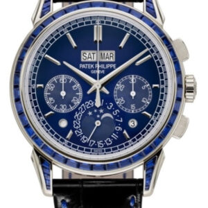 Patek Philippe Perpetual Calendar Chronograph Grand Complications Perpetual Calendar Chrono Platinum Baguette Blue Sapphires 5271/11P
