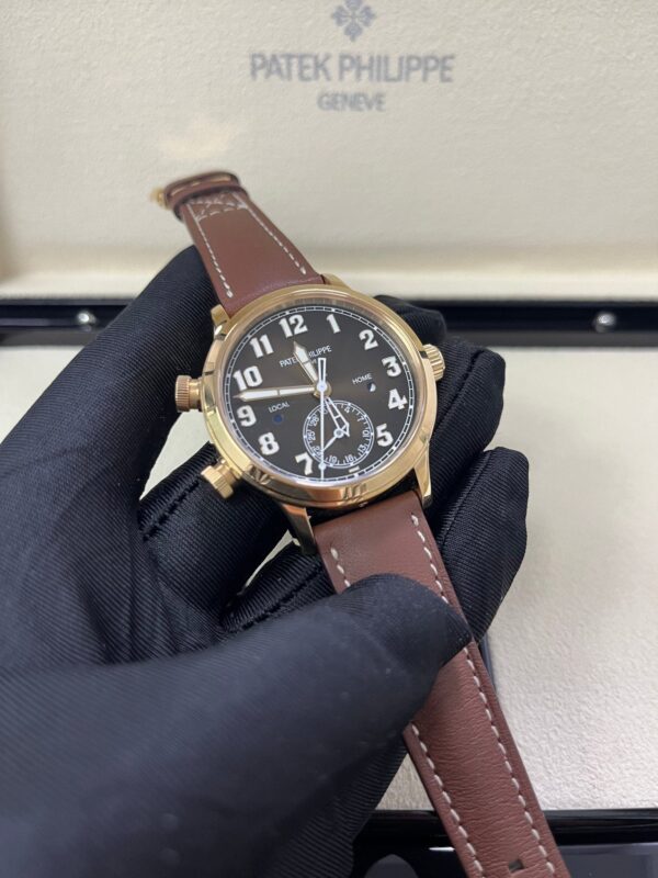 Patek Philippe Travel Time 37mm Rose Gold/ Brown Sunburst Dial (Ref# 7234R-001) - Image 7