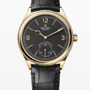 Rolex 1908 39mm Black Dial Leather Strap 52508