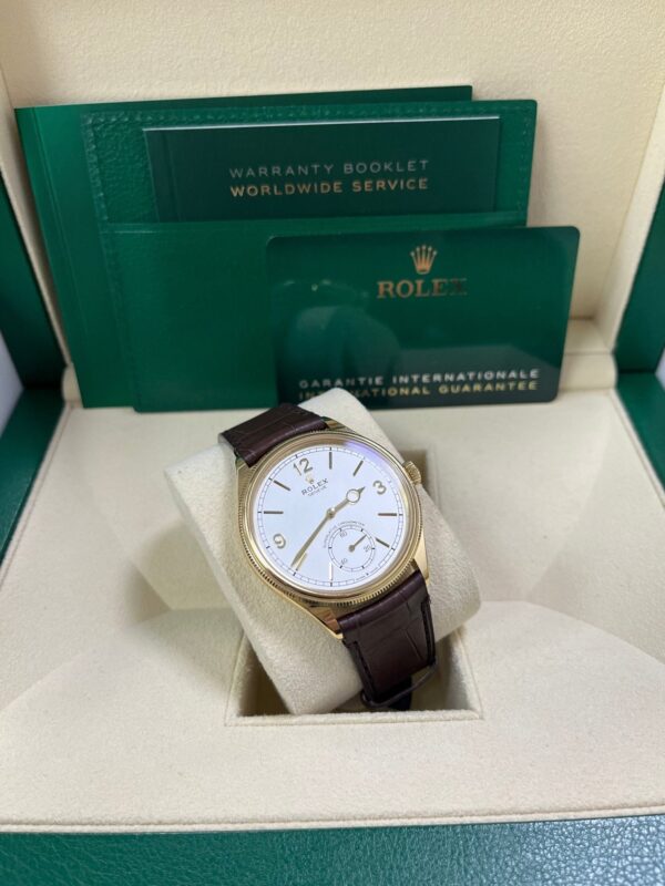 Rolex 1908 39mm White Dial Leather Strap 52508 - Image 2