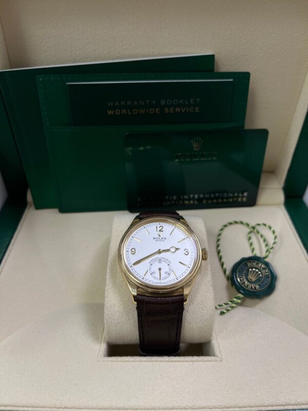 Rolex 1908 39mm White Dial Leather Strap 52508 - Image 9