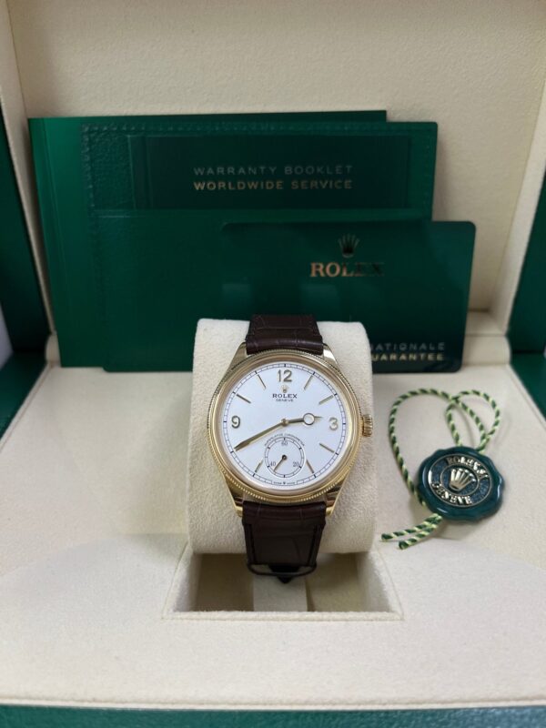 Rolex 1908 39mm White Dial Leather Strap 52508 - Image 10