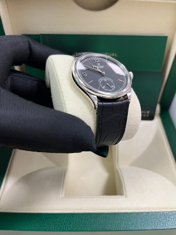 Rolex 1908 Domed And Fluted Bezel Black Index Arabic Dial Alligator Leather Strap 52509 - Image 8