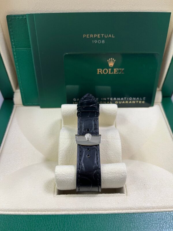 Rolex 1908 Domed And Fluted Bezel Black Index Arabic Dial Alligator Leather Strap 52509 - Image 5