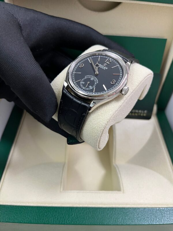 Rolex 1908 Domed And Fluted Bezel Black Index Arabic Dial Alligator Leather Strap 52509 - Image 9