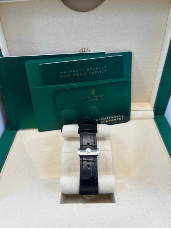 Rolex 1908 Ice Blue Motif Index Dial Leather Strap Reference 52506 Black Alligator Strap - Image 13