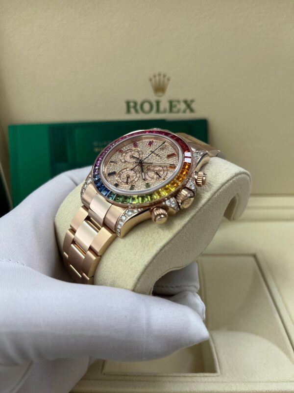 Rolex Cosmograph Everose Daytona Factory Diamond Rainbow Edition Ref# 116595RBOW) - Image 8